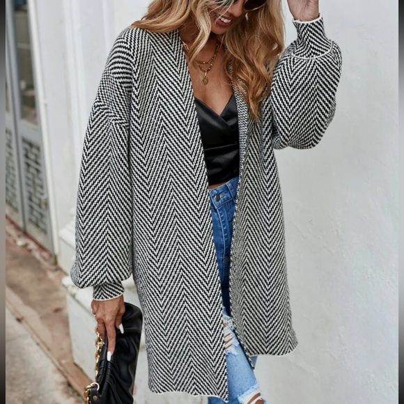 Cozy chevron pattern duster cardigan - Picture 1 of 16